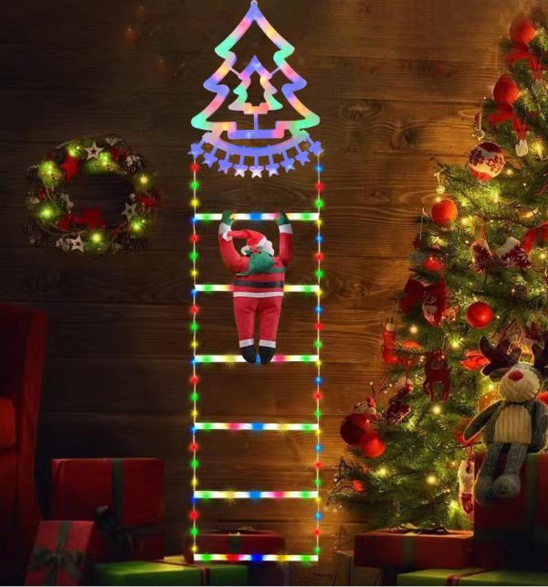 Scara pentru Mos Craciun , LED, metal/plastic, multicolor, 25 x 160 cm model bradut